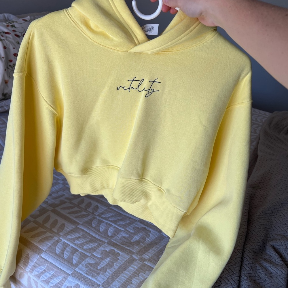 Vitality yellow cropped hoodie- size medium - Picture 2 of 4